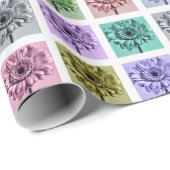 Farbenfrohes Blumen-Pop-Art-Muster Geschenkpapier (Rolleneckpunkt)