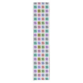 Farbenfrohes Blumen-Pop-Art-Muster Kurzer Tischläufer (Vorderseite)