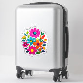 Farbenfrohes Blumen-Sticker-Set mit hellen Blumen Aufkleber (Koffer)