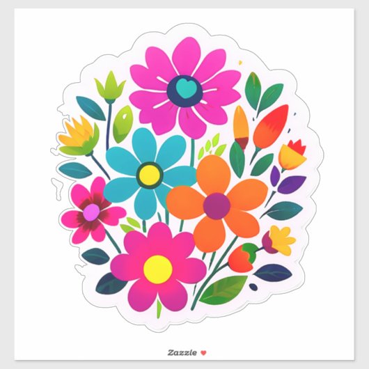 Farbenfrohes Blumen-Sticker-Set mit hellen Blumen Aufkleber (Blatt)