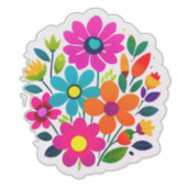 Farbenfrohes Blumen-Sticker-Set mit hellen Blumen Aufkleber (Vorderseite)