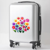 Farbenfrohes Blumen-Sticker-Set mit hellen Blumen Aufkleber (Koffer)
