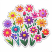 Farbenfrohes Blumen-Sticker-Set mit hellen Blumen Aufkleber (Vorderseite)