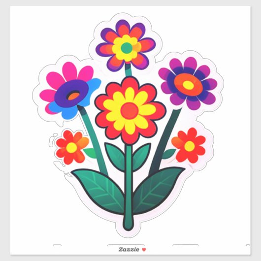 Farbenfrohes Blumen-Sticker-Set mit hellen Blumen Aufkleber (Blatt)