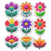 Farbenfrohes Blumen-Sticker-Set mit hellen Blumen Aufkleber (Vorderseite)