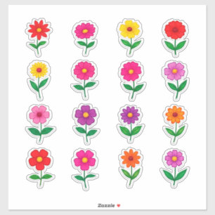 Farbenfrohes Blumenaufkleber-Set Aufkleber