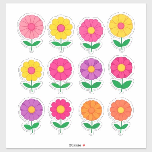 Farbenfrohes Blumenaufkleber-Set Aufkleber (Blatt)