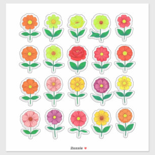 Farbenfrohes Blumenaufkleber-Set Aufkleber