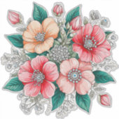 Farbenfrohes Blumenbouquet Aufkleber (Vorderseite)