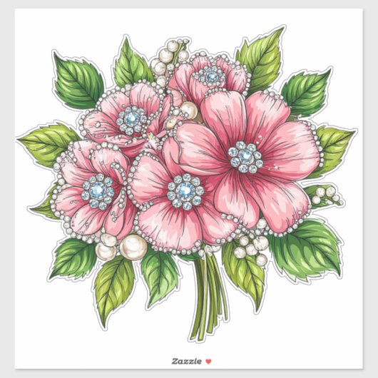 Farbenfrohes Blumenbouquet Aufkleber (Blatt)