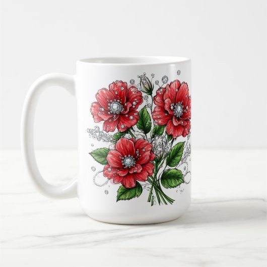 Farbenfrohes Blumenbouquet Kaffeetasse (Links)