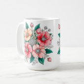 Farbenfrohes Blumenbouquet Kaffeetasse (Vorderseite Links)