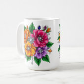 Farbenfrohes Blumenbouquet Kaffeetasse (Vorderseite Links)