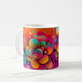 Farbenfrohes Blumendesign, Trinkgeschirr mit helle Kaffeetasse