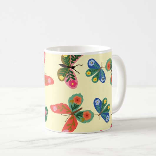 Farbenfrohes Blumengarten-Muster Hübscher Kaffeebe Kaffeetasse (VorderseiteRechts)