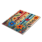 Farbenfrohes Blumengestreifen-Design Fliese (Seite)