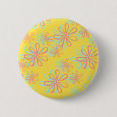 Farbenfrohes Blumenmuster Button (Vorderseite)
