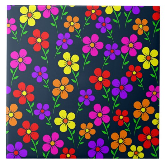 Farbenfrohes Blumenmuster Fliese (Vorderseite)