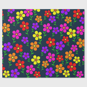 Farbenfrohes Blumenmuster Geschenkpapier