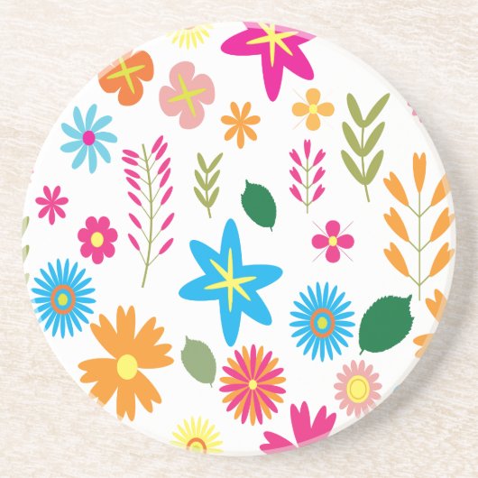 Farbenfrohes Blumenmuster Getränkeuntersetzer (Vorne)