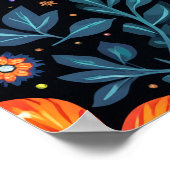 Farbenfrohes Blumenmuster Hintergrund Poster (Ecke)