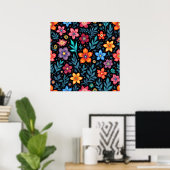 Farbenfrohes Blumenmuster Hintergrund Poster (Heimbüro)