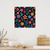 Farbenfrohes Blumenmuster Hintergrund Poster (Küche)