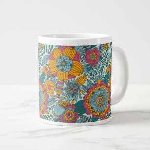 Farbenfrohes Blumenmuster Jumbo-Tasse