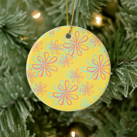 Farbenfrohes Blumenmuster Keramik Ornament (Baum)