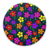 Farbenfrohes Blumenmuster Keramikknauf (Vorderseite)