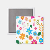Farbenfrohes Blumenmuster Magnet (Vorderseite/Rückseite)