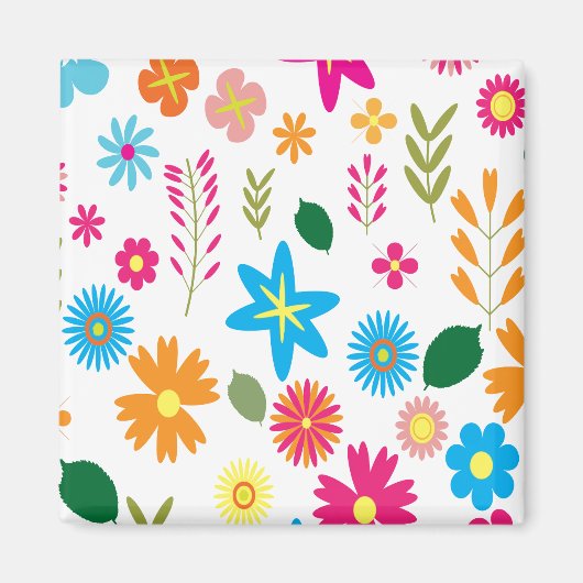 Farbenfrohes Blumenmuster Magnet (Vorne)