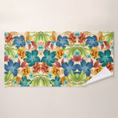 Farbenfrohes Blumenmuster mit Blau Badehandtuch (Badehandtuch)
