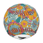 Farbenfrohes Blumenmuster mit Monogramm Baseball (Rückseite)