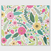 Farbenfrohes Blumenmuster mit Rosa, Gelb Geschenkpapier (Flach)
