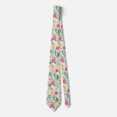 Farbenfrohes Blumenmuster mit Rosa, Gelb Krawatte (Vorderseite)