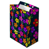 Farbenfrohes Blumenmuster Mittlere Geschenktüte (Rückseite Schrägansicht)