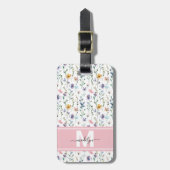 Farbenfrohes Blumenmuster-Monogramm Gepäckanhänger (Vorderseite vertikal)