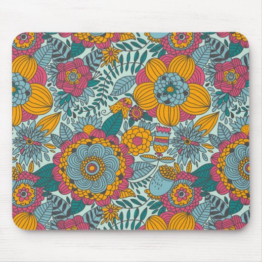 Farbenfrohes Blumenmuster Mousepad (Vorne)