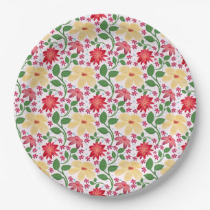 Farbenfrohes Blumenmuster Nahtlos helle Blume Pappteller