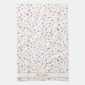 Farbenfrohes Blumenmuster Namens-Monogramm Botanis Geschirrtuch (Vertikal)