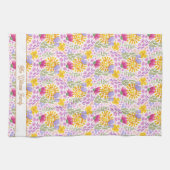 Farbenfrohes Blumenmuster Namensmonogramm Botanisc Geschirrtuch (Horizontal)