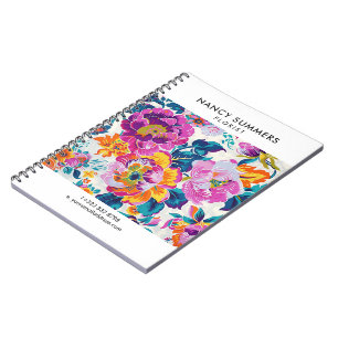 Farbenfrohes Blumenmuster Notizblock