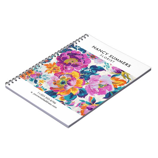 Farbenfrohes Blumenmuster Notizblock (Linke Seite)