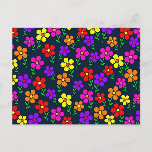 Farbenfrohes Blumenmuster Postkarte (Vorderseite)