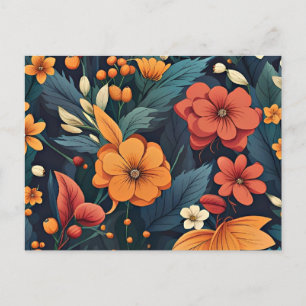 Farbenfrohes Blumenmuster Postkarte