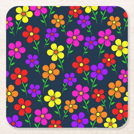 Farbenfrohes Blumenmuster Rechteckiger Pappuntersetzer (Vorderseite)