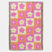 Farbenfrohes Blumenmuster Retro BOHO Chic Decke (Vorderseite Vertikal)