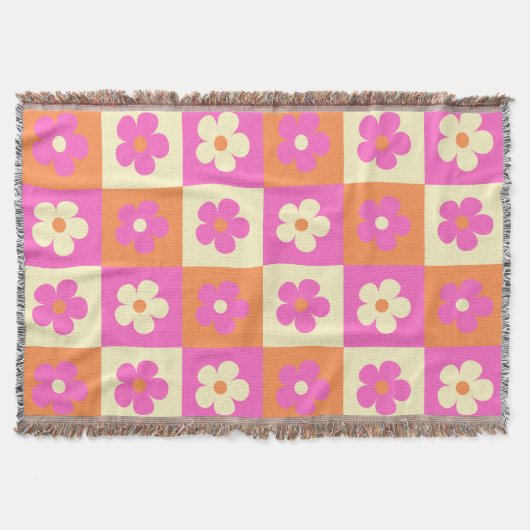 Farbenfrohes Blumenmuster Retro BOHO Chic Decke (Vorderseite)