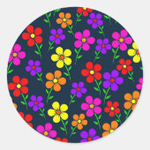 Farbenfrohes Blumenmuster Runder Aufkleber (Vorderseite)